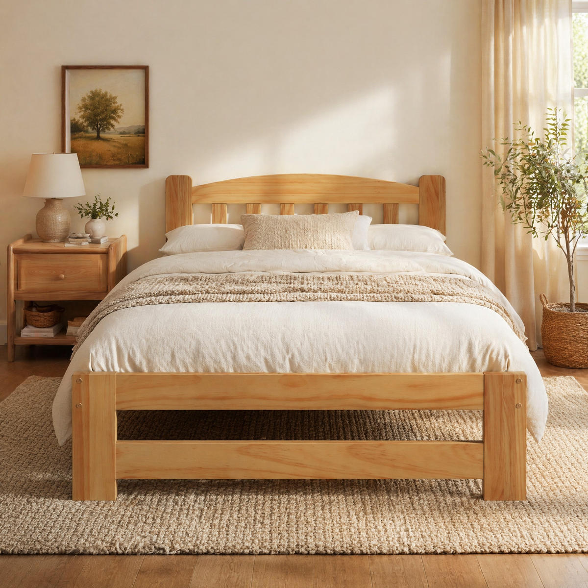 JUGENDBETT 90/200 mit Lattenrost und Kopfteil in Natur - Naturfarben, Holzwerkstoff (90/200cm) - EVRYAE