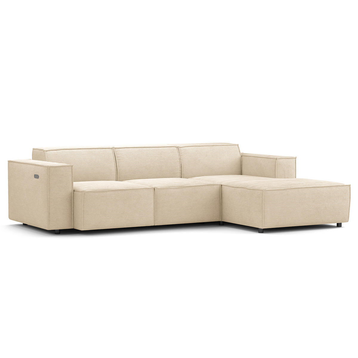 ECKSOFA mit Longchair - Beige/Schwarz, Kunststoff/Textil (260/177cm) - home24