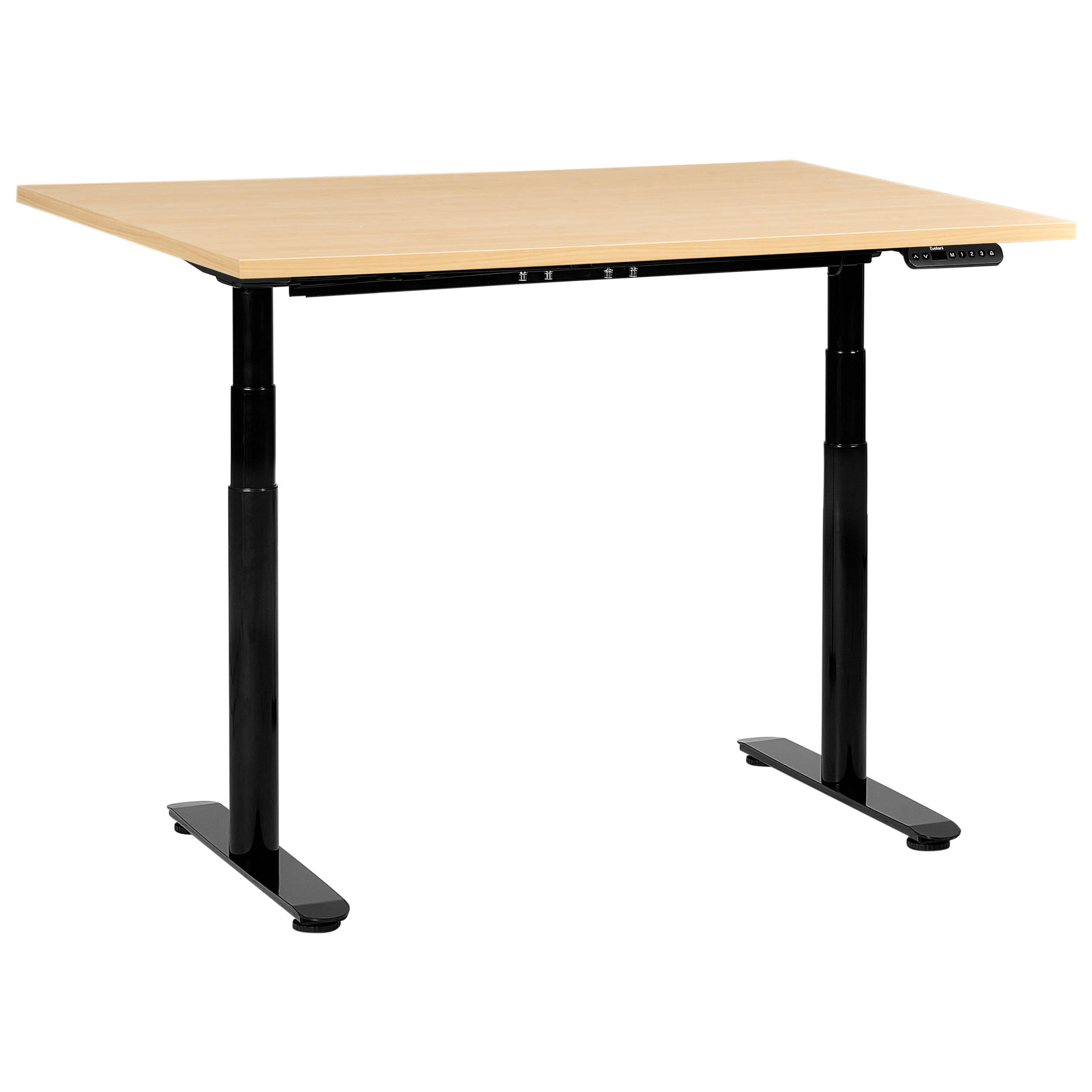 SCHREIBTISCH elektrisch höhenverstellbar 120/72 cm Schwarz/Hellbraun Destinas - Hellbraun/Schwarz, Holzwerkstoff/Metall (72/120/67cm) - Beliani