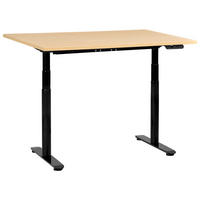 SCHREIBTISCH elektrisch höhenverstellbar 120/72 cm Schwarz/Hellbraun Destinas - Hellbraun/Schwarz, Holzwerkstoff/Metall (72/120/67cm) - Beliani
