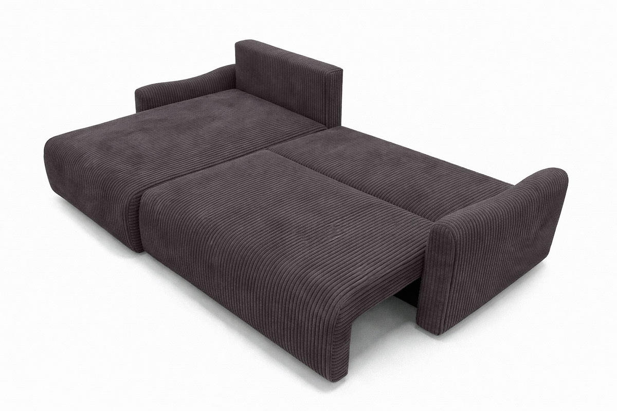 ECKSOFA Mit Schlaffunktion, Cordstoff Poso, Dunkelgrau, Links, JAPANDI - Dunkelgrau, Holz (262/145cm) - Kaiser Möbel