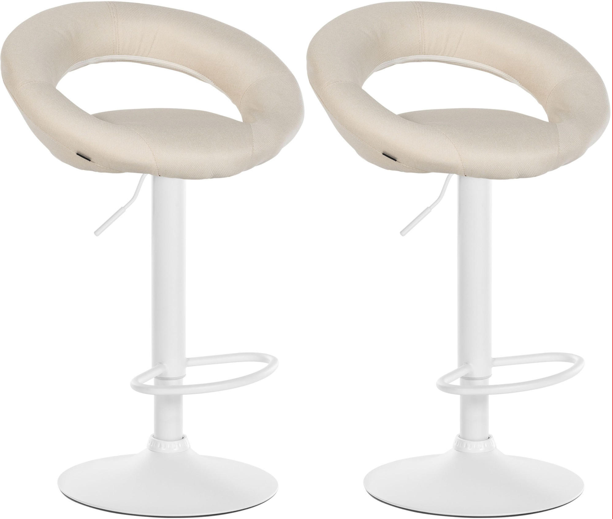 BARHOCKER 2er Set Stoff creme - Creme/Weiß, Textil/Metall (52/77/47cm) - CLP