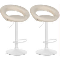 BARHOCKER 2er Set Stoff creme - Creme/Weiß, Textil/Metall (52/77/47cm) - CLP