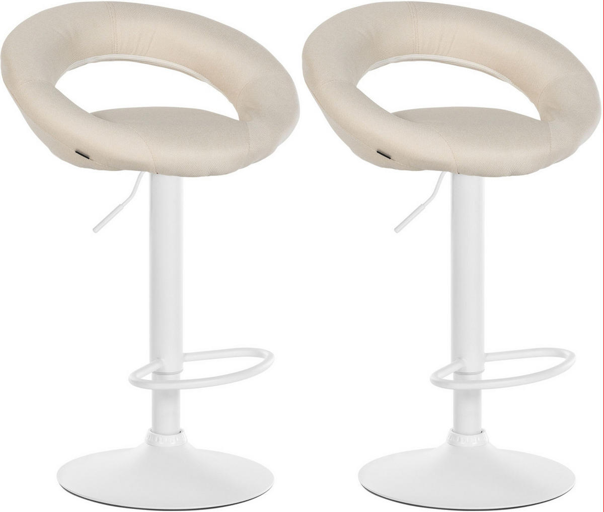 BARHOCKER 2er Set Stoff creme - Creme/Weiß, Textil/Metall (52/77/47cm) - CLP