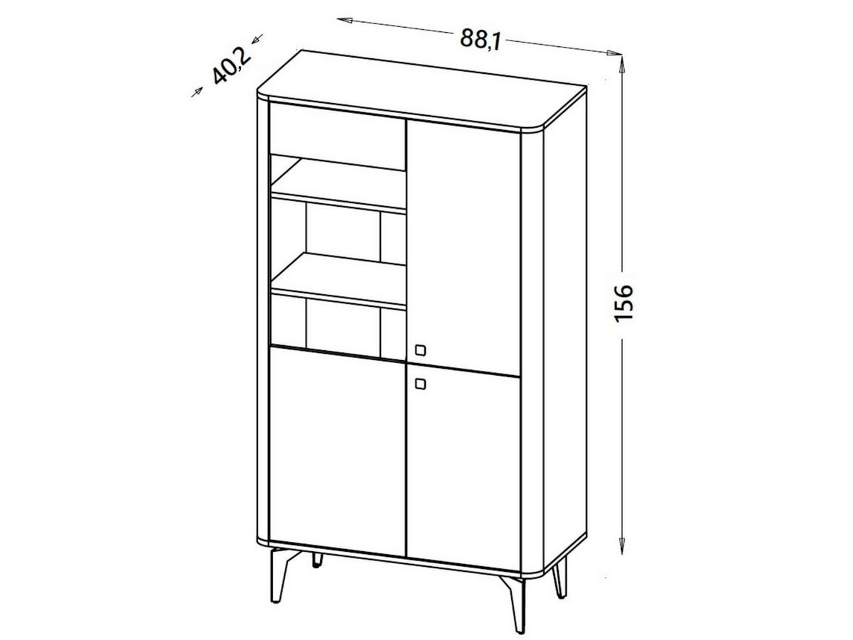 VITRINE Aurena Kaschmir mit Walnuss, - Schwarz/Braun, Holzwerkstoff (88/156/40cm) - Bettso