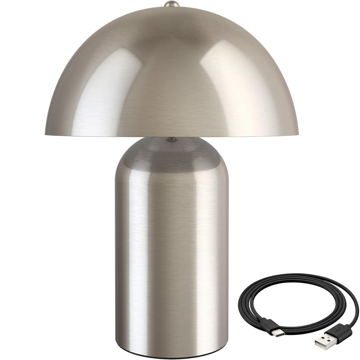 AKKU-TISCHLAMPE Kade,25 x 34 cm,Nickel matt - Nickelfarben, Metall (25/25/34cm) - tectake