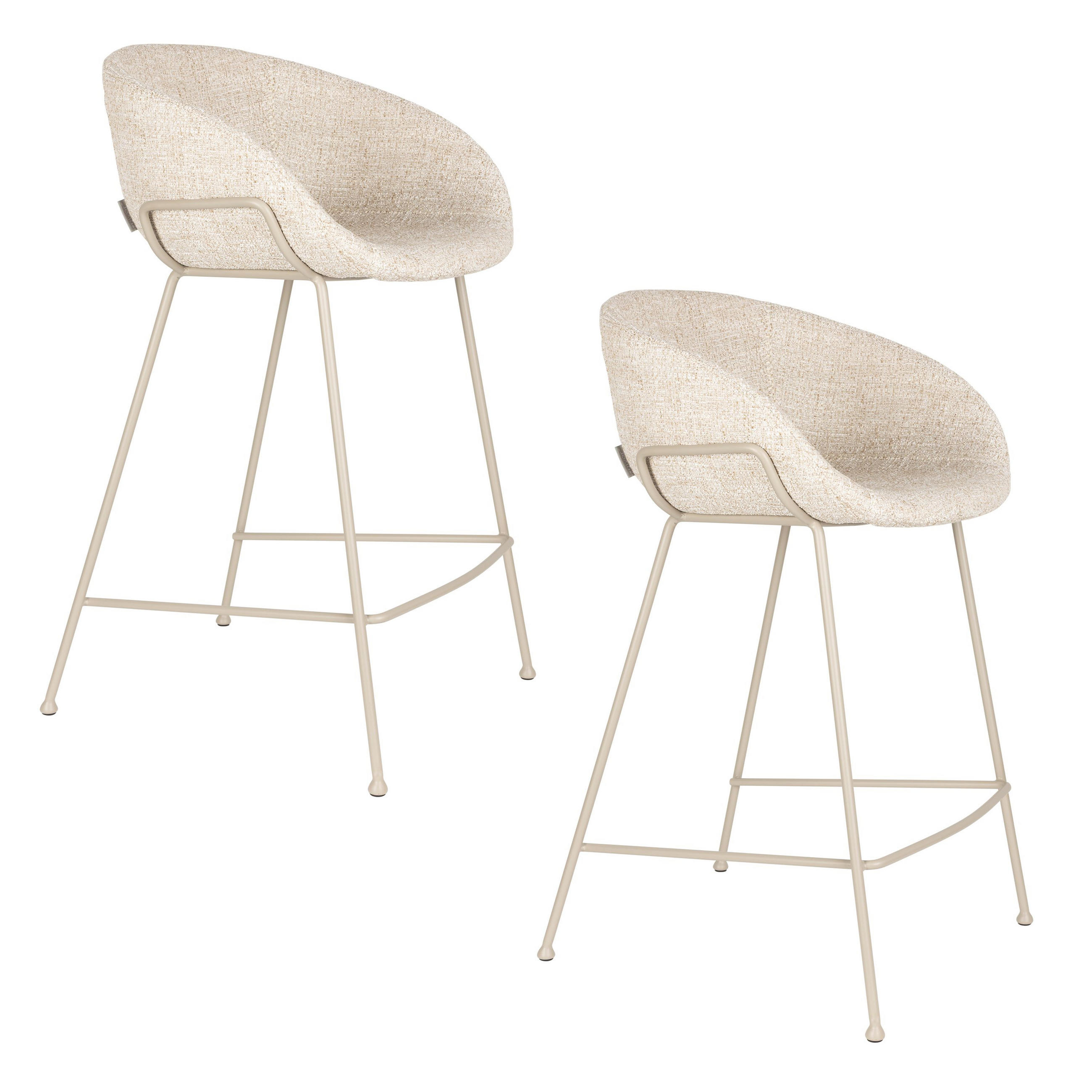 BARHOCKER Feston Rückenlehne 65 cm Beige - 2 er Set - Beige, Metall (54.5/88.5/53cm) - Zuiver