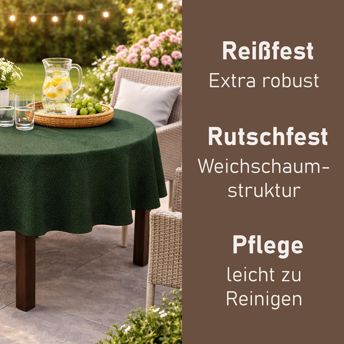 TISCHDECKE Garten Weichschaum Ø140cm - Dunkelgrün - Dunkelgrün, Kunststoff (140/140cm) - Bestlivings