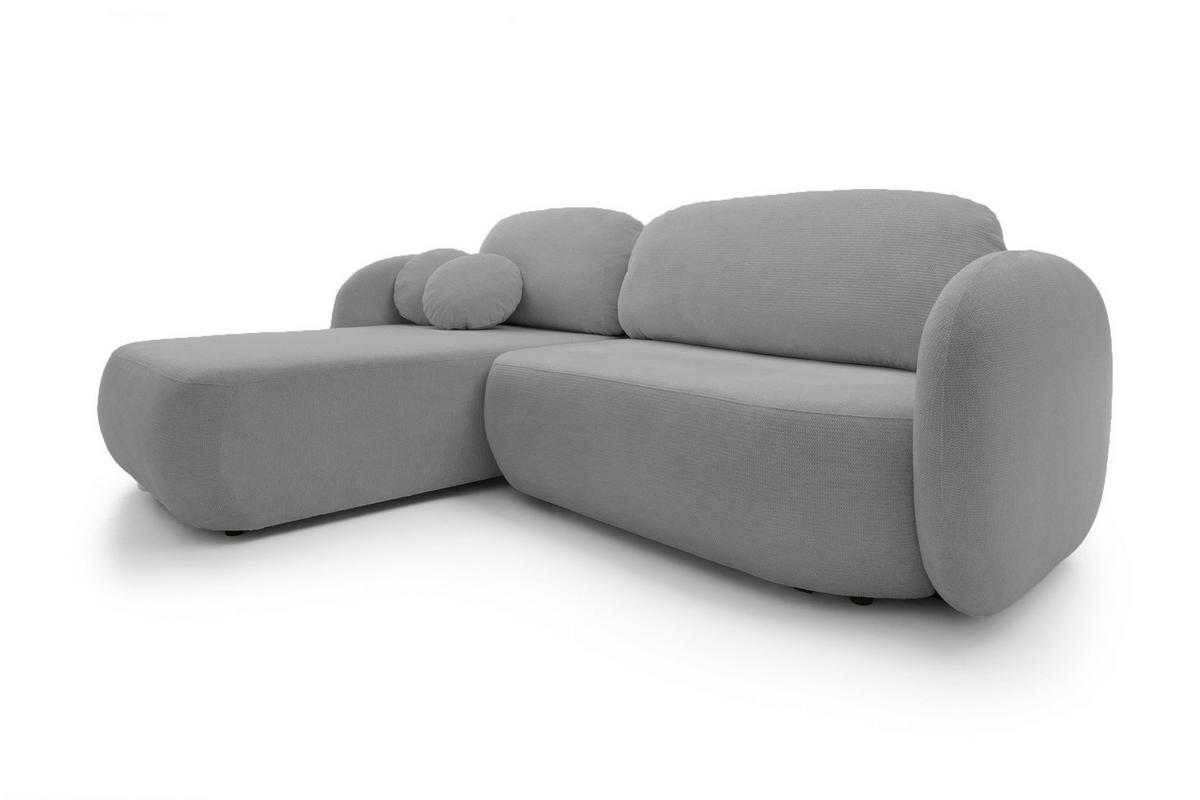 ECKSOFA OLIO L-Form Schlaffunktion mit Bettkasten, lose Rückenkissen, freistehend, LINKS 174x248 cm Dark grey - Dunkelgrau, Holz/Textil (174/248cm) - DomoHome
