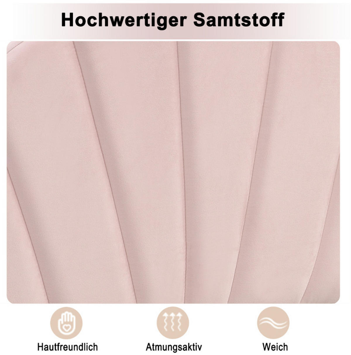 POLSTERBETT 90/200 cm aus Samt mit verstellbarem Kopfteil, Muschel-Design und Bank mit Stauraum, Rosa - Rosa, Textil (90/200cm) - Redom