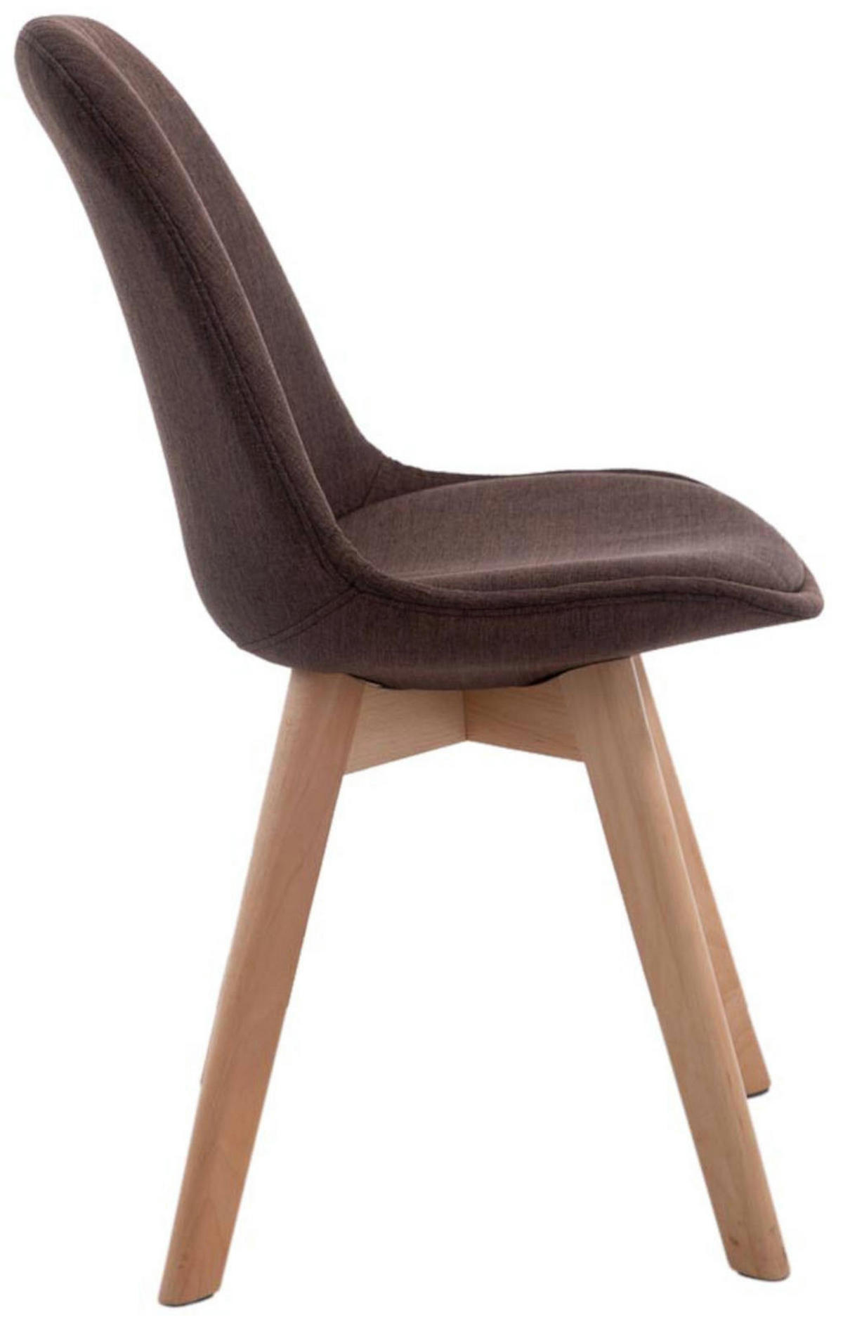 STUHL 4er Set Stoff braun - Eukalyptusholzfarben/Braun, Holz/Textil (48/84/55cm) - CLP