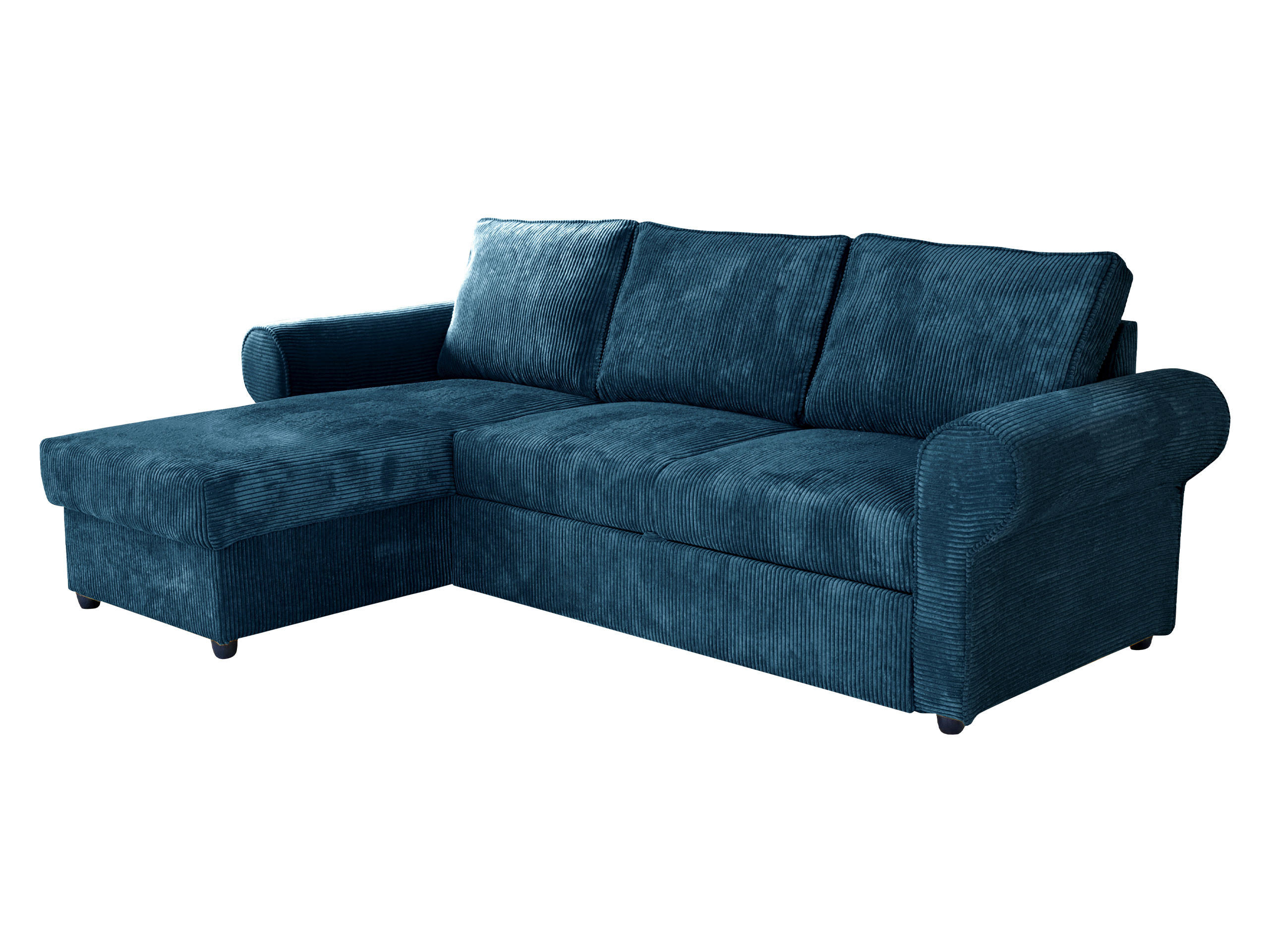 ECKSOFA Monaco Cord - Blau/Schwarz, Holz/Textil (246/155cm) - MIRJAN24