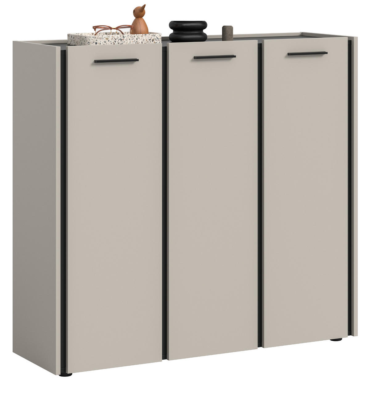 SCHUHSCHRANK Kaschmir 113 x 106 cm, Flurkommode mit Soft-Close - Kaschmir/Schwarz, Holzwerkstoff/Kunststoff (113/106/37cm) - Inn.Furn