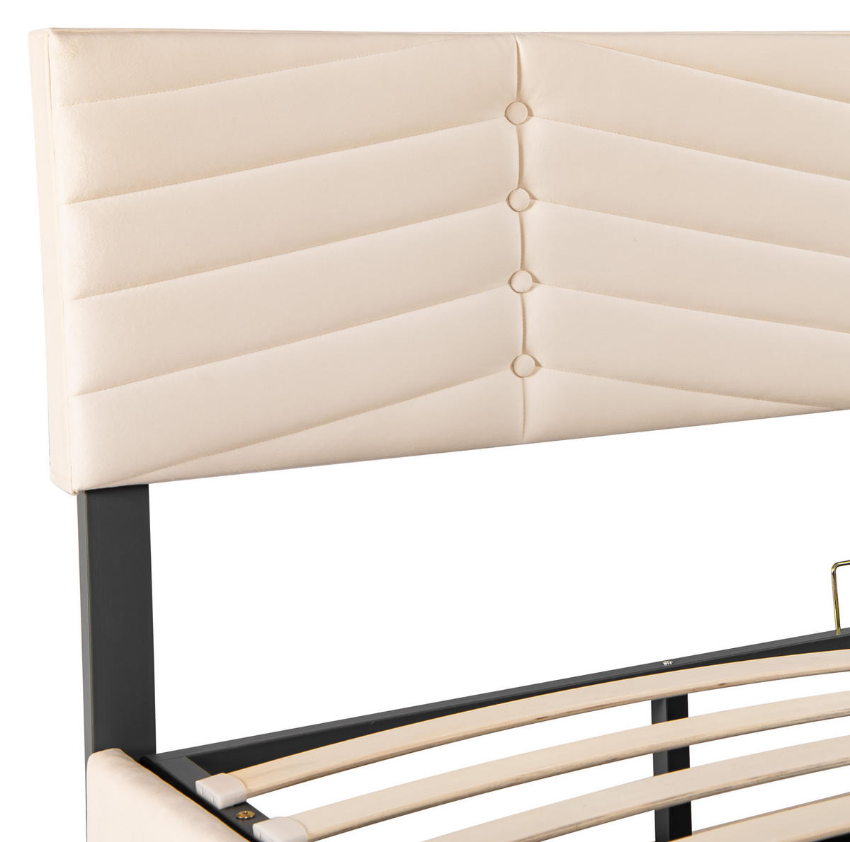 POLSTERBETT mit Bettkasten 160x200 cm Samt Beige - Beige, Metall (160/200cm) - Meubliv