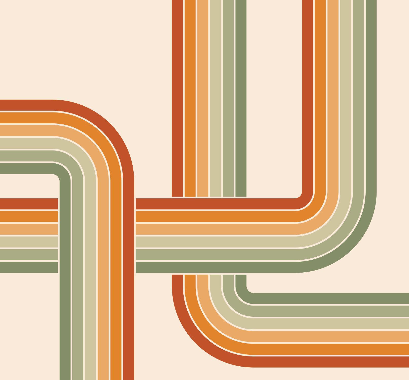 FOTOTAPETE Retro-Ornamente 3 x 2.79 m - Orange, Papier (300/279cm) - ESTAhome