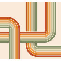 FOTOTAPETE Retro-Ornamente 3 x 2.79 m - Orange, Papier (300/279cm) - ESTAhome