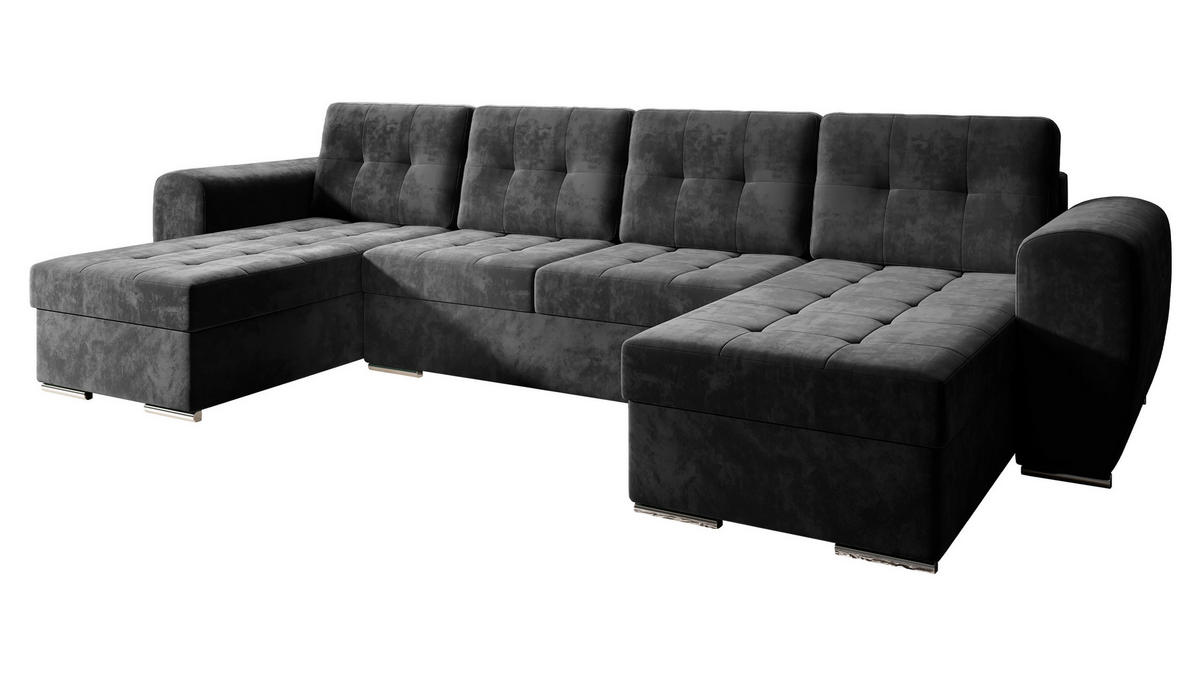 WOHNLANDSCHAFT Bari U - Dunkelgrau/Silberfarben, Holz/Textil (326/86/157cm) - MIRJAN24