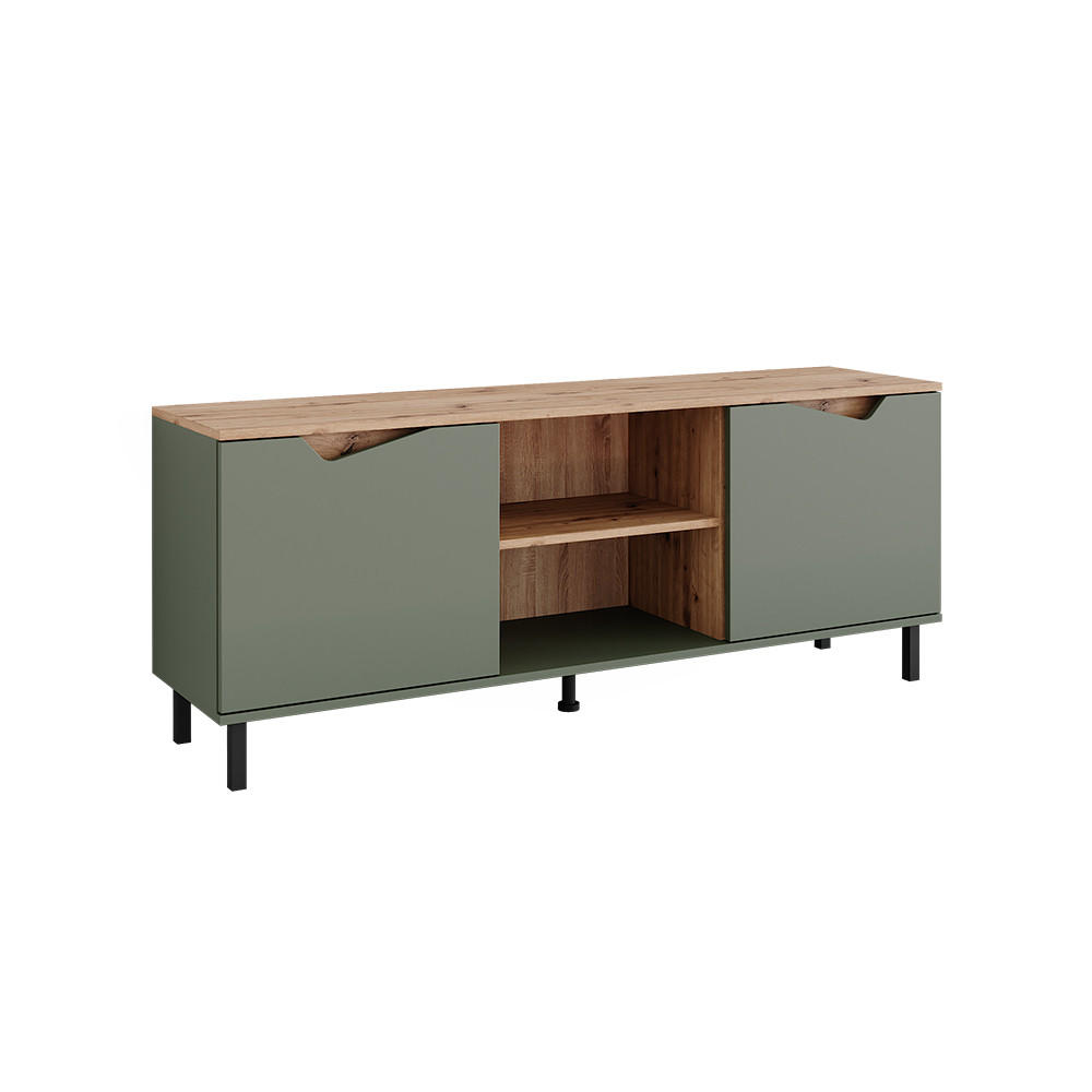 SPODNÁ DOSKA Marelle Zelená/umelecká 150 x 60 cm s 2 dverami - zelená/dub artisan, kompozitné drevo (150/60/38cm) - Vicco