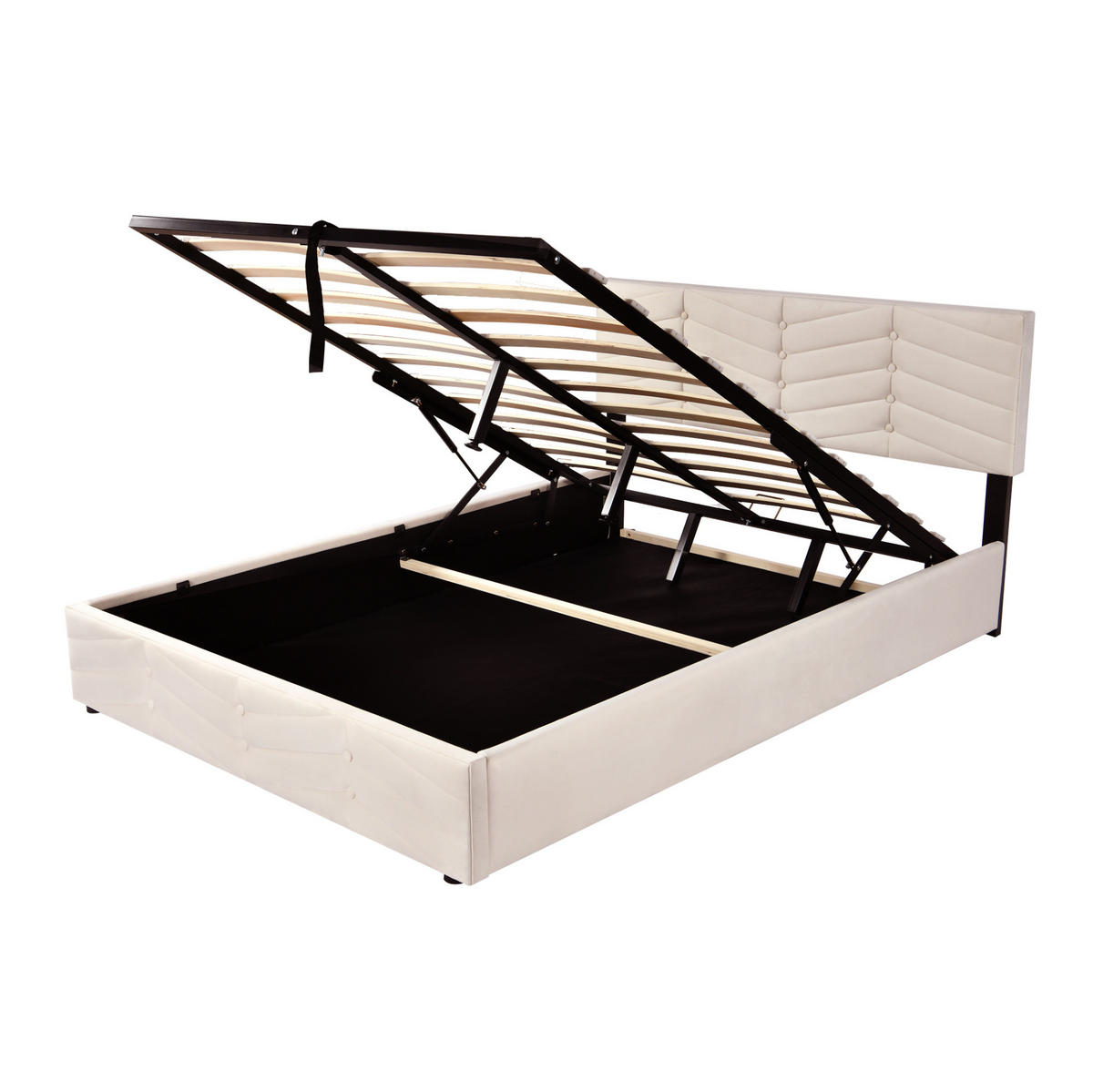 POLSTERBETT mit verstellbarem Kopfteil 140x200 cm Samt Beige - Beige, Metall (140/200cm) - Meubliv