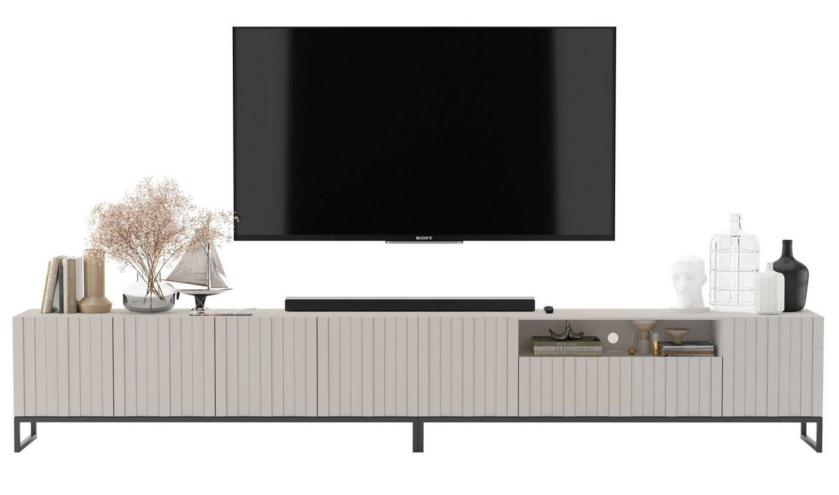 TV-LOWBOARD 2er-Set Elpis2 Kaschmir matt mit schwarzem Metallrahmen 150 cm - Kaschmir, Holzwerkstoff (300/51.5/36.5cm) - Meble Lindner