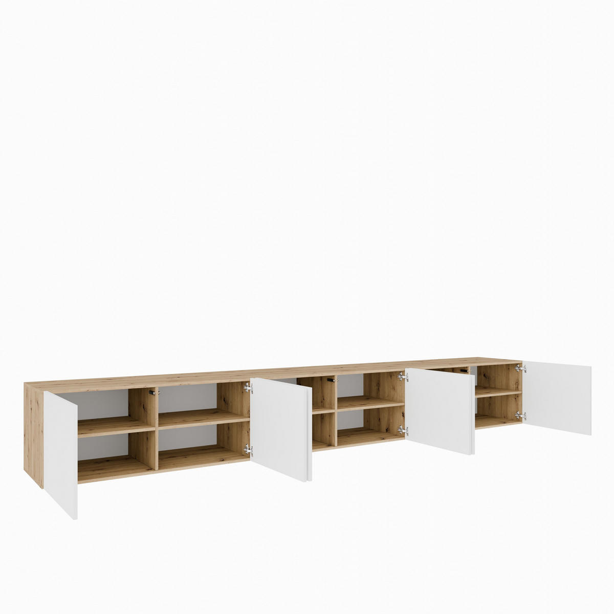 LOWBOARD MIVO 300/41/40 cm, Hängender TV-Schrank Eiche Artisan - Weiß/Eiche Artisan, Holzwerkstoff (300/41/40cm) - MASSENO