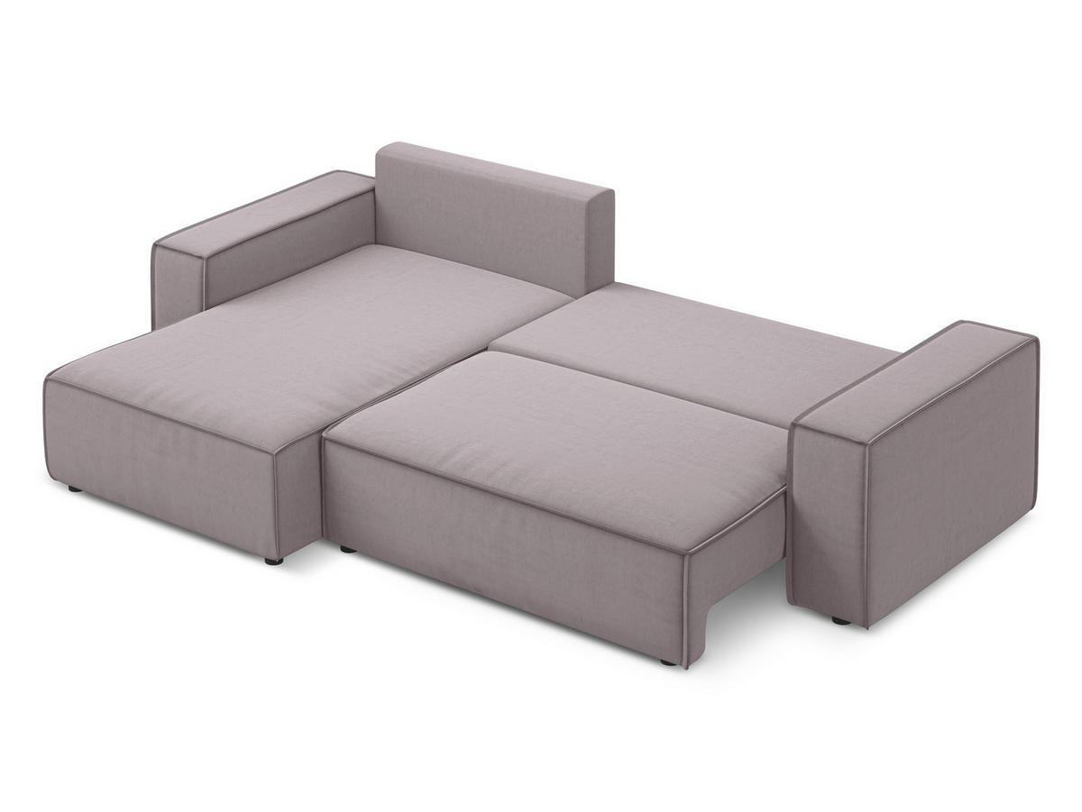 ECKSOFA mit Schlaffunktion Samt Stoff Grau - Schwarz/Grau, Kunststoff/Textil (258/160cm) - Makamii