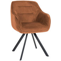 ARMLEHNENSTUHL Samt coffee - Schwarz/Braun, Textil/Metall (57/90/63cm) - CLP