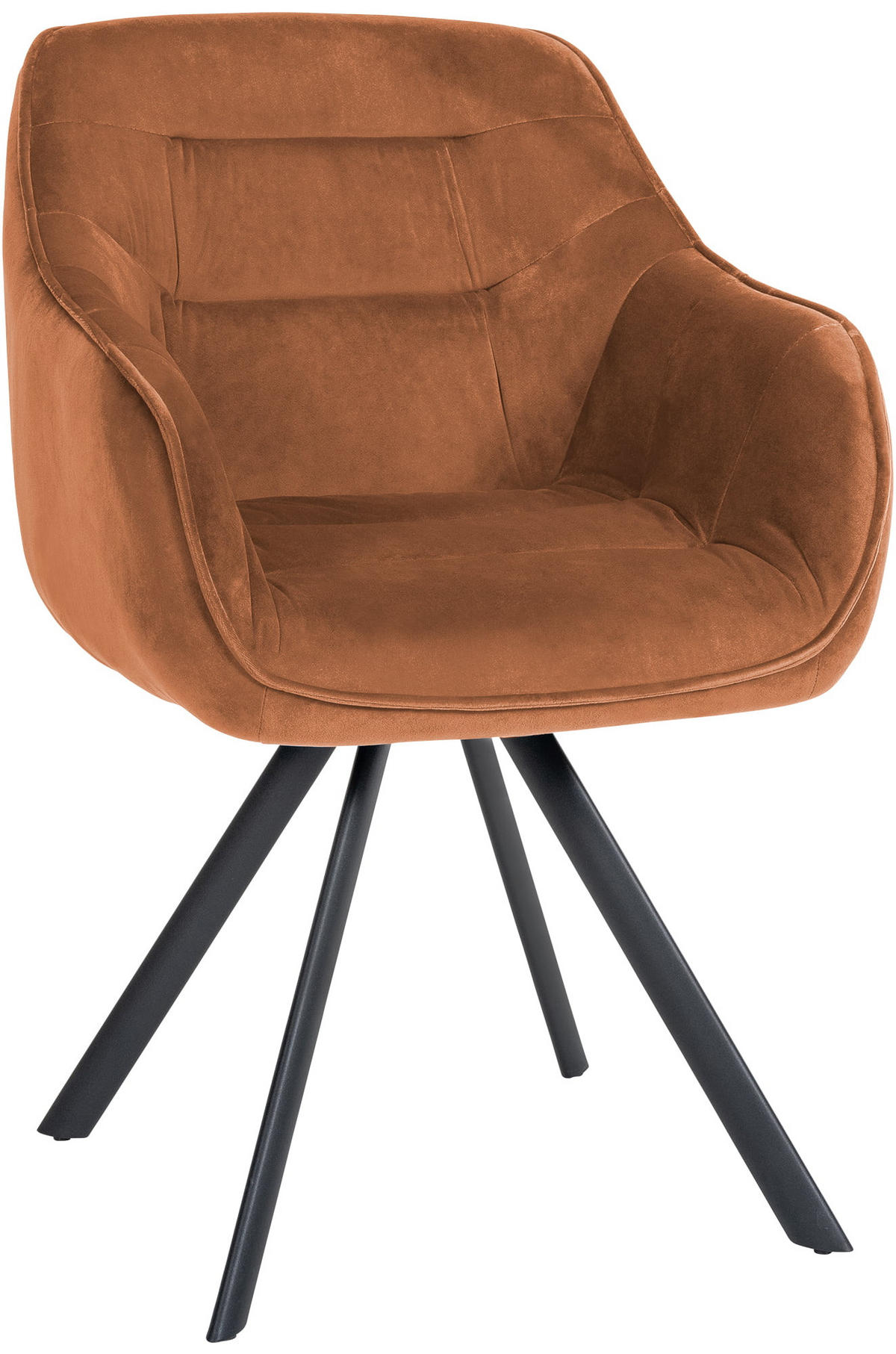 ARMLEHNENSTUHL Samt coffee - Schwarz/Braun, Textil/Metall (57/90/63cm) - CLP