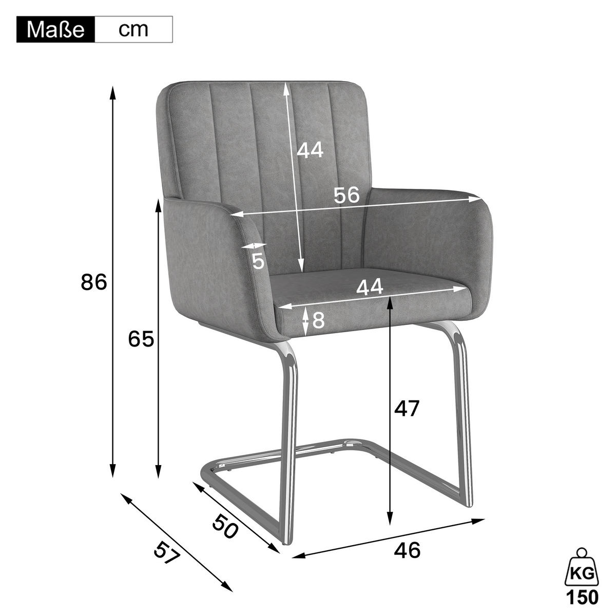 SCHWINGSTUHL DE-35882 2er-Set mit Z-förmigen Metallbeinen Grau - Grau, Metall (57/86/56cm) - ComfortXL