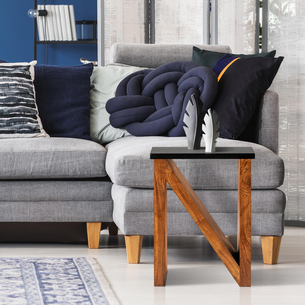 BEISTELLTISCH N-Form 60 cm Braun aus Akazienholz - Braun, Holz (45/30/60cm) - WOMO-DESIGN