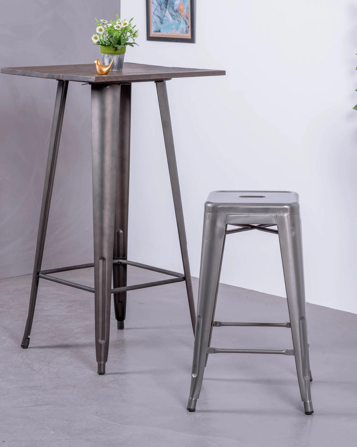 BARHOCKER-SET 4 Stück Metall Alufarben - Alufarben, Metall (41/68/41cm) - Nest Dream