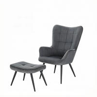 OHRENSESSEL mit Hocker, DE-42162, Dunkelgrau - Dunkelgrau, Metall (50/97/49cm) - ComfortXL