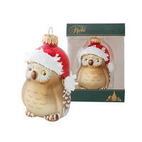 CHRISTBAUMSCHMUCK Eule Lennart Braun 8cm (Glas / 1 Stk.) - Braun, Glas (5/8/4cm) - Krebs Glas Lauscha