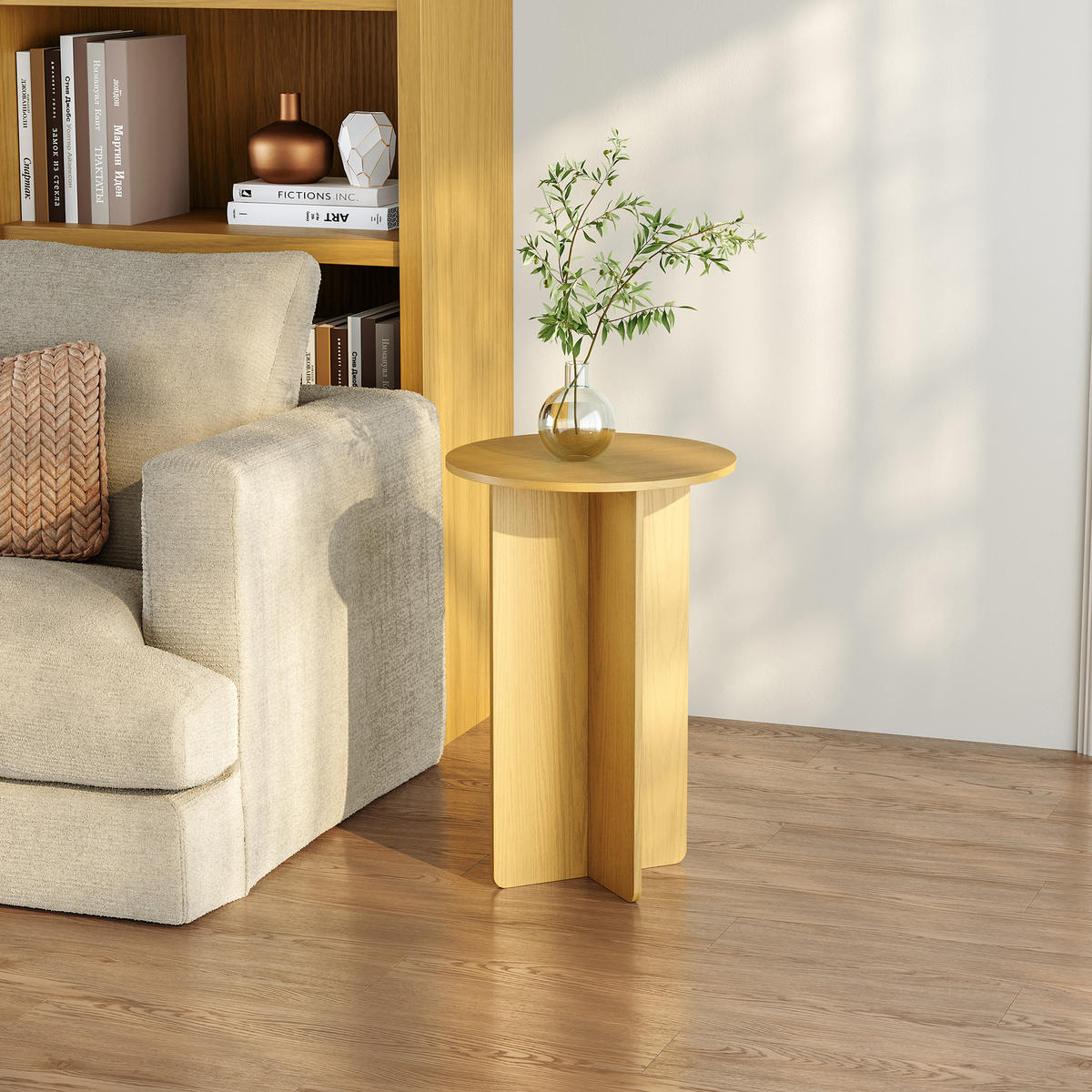 PŘÍDAVNÝ STOLEK Vappevn - barva dubu, kompozitní dřevo (40/40/60cm)