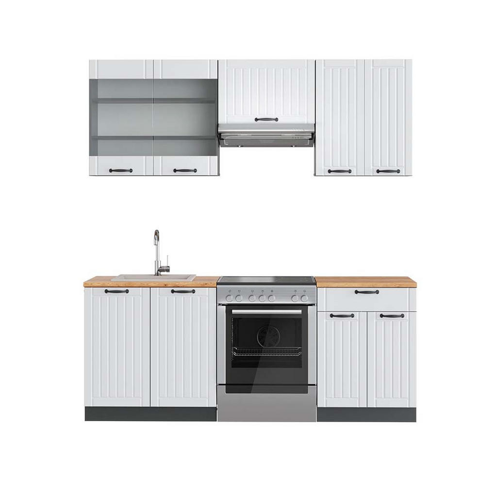 Vicco KUCHYŇSKÝ KOUT Fame-Line Bílý venkovský dům/antracit 200 cm , PD Dub