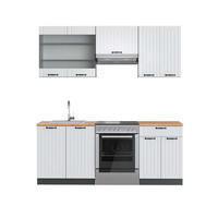 KÜCHENZEILE Fame-Line Weiß Landhaus/Anthrazit 200 cm, AP Eiche - Anthrazit/Creme, Holzwerkstoff (200/81.6/60cm) - Vicco