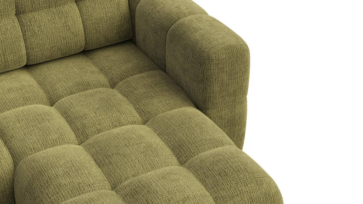 ECKSOFA CLOUDI 4-Sitzer rechts, olivgrün - Schwarz/Olivgrün, Holz/Textil (294/160cm) - Courtois Laville