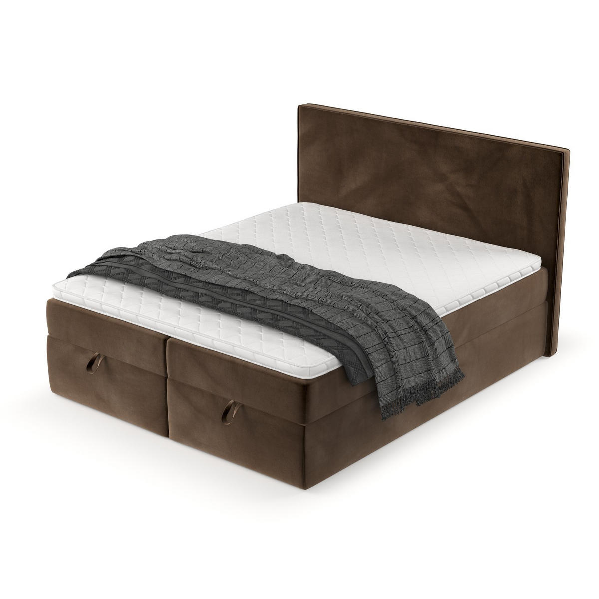 BOXBETT Velma 180/200 cm Braun im Kronos Stoff - Schwarz/Braun, Holz/Holzwerkstoff (180/200cm) - AltaBeds