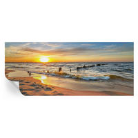 FOTOTAPETE 250x104 cm - Sonnenuntergang am Strand - Gelb, Textil (250/104cm) - Wallfluent