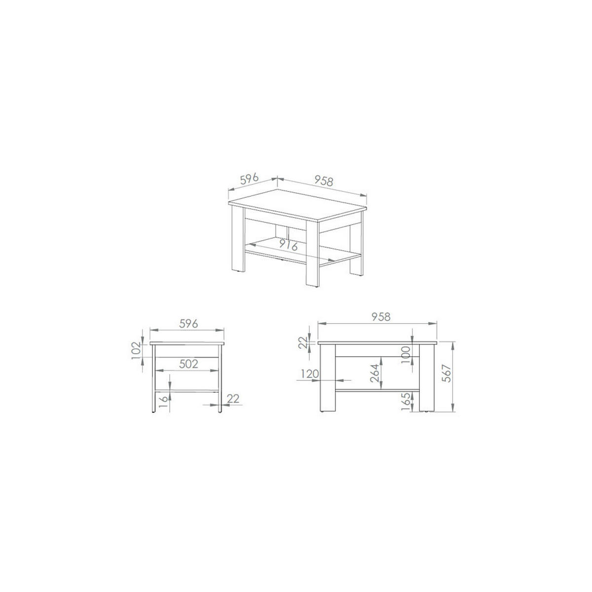 COUCHTISCH Artis Artisan Eiche 96 / 60 / 57cm - Braun, Holz/Holzwerkstoff (60/96/57cm) - Feldmann-Wohnen
