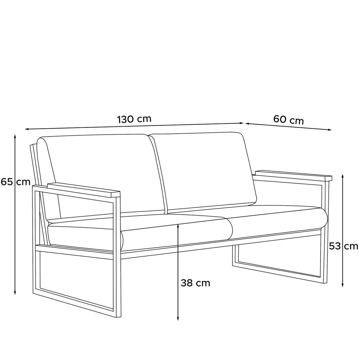 GARTENSOFA TRIBO 2-Personen ,Anthrazit|Grau - Anthrazit/Grau, Holz/Textil (130/65/60cm) - KONSIMO®