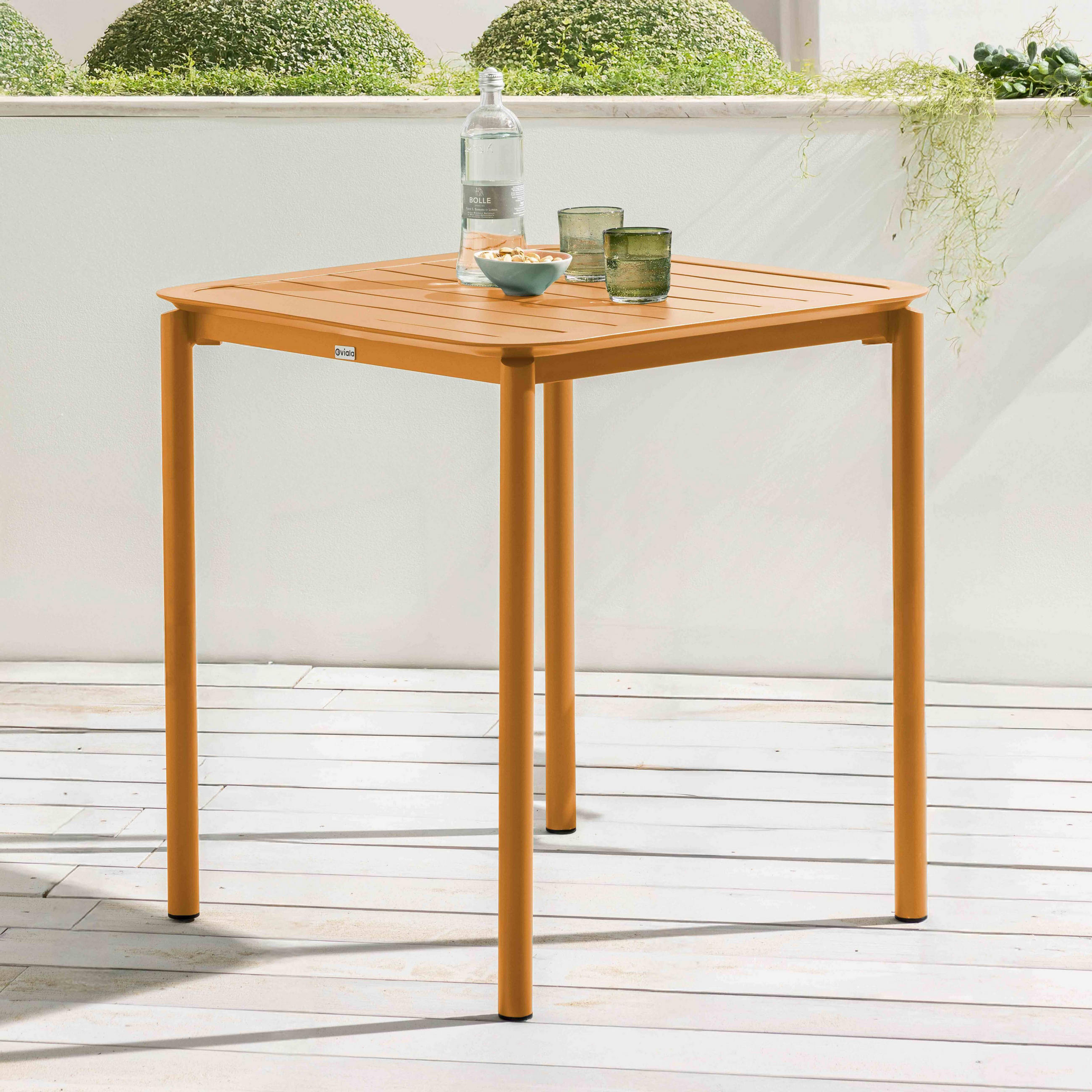 GARTENTISCH quadratisch, Gelb - Gelb, Metall (70/70/75cm) - Oviala