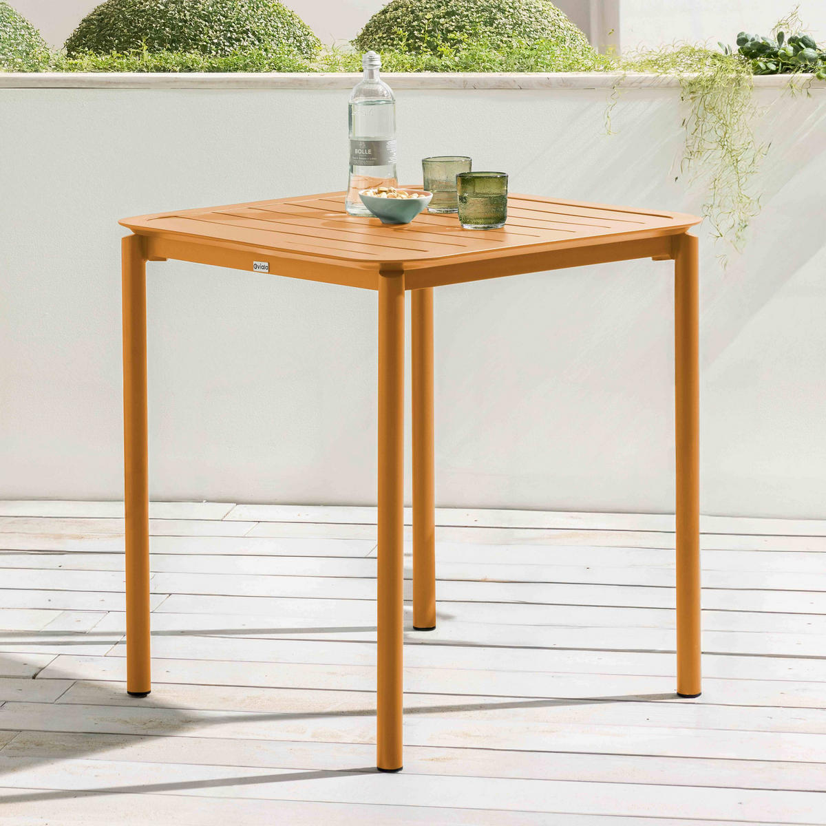 GARTENTISCH quadratisch, Gelb - Gelb, Metall (70/70/75cm) - Oviala