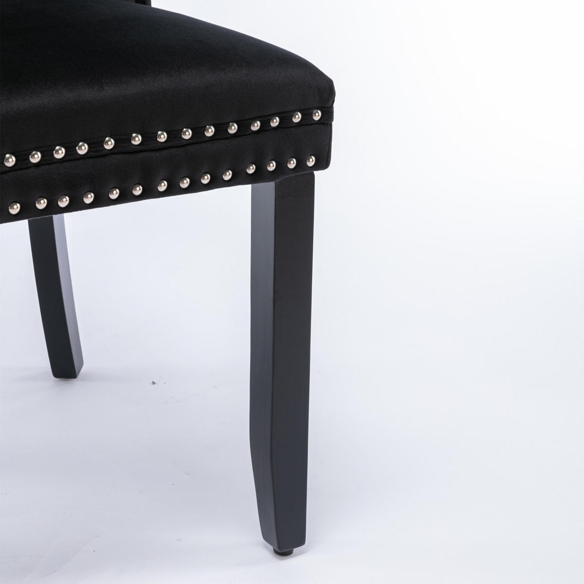 ESSZIMMERSTUHL 2er-Set aus Samt mit Nagelkopfbesatz, Schwarz - Schwarz, Textil (65/95/50cm)