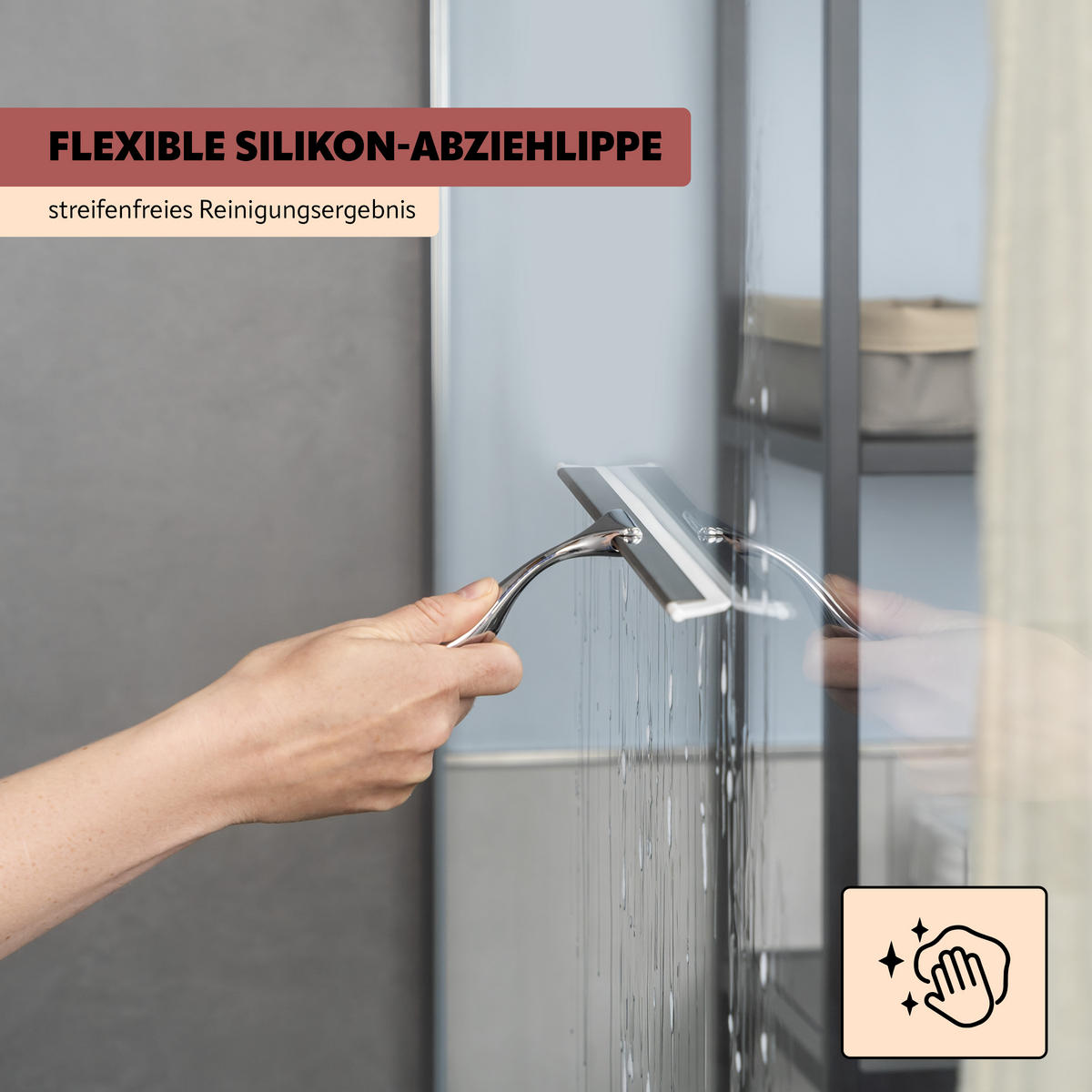 DUSCHABZIEHER PIAZZA TAPE schwarz - Edelstahlfarben, Metall (26.5/17.5/2.5cm) - bremermann