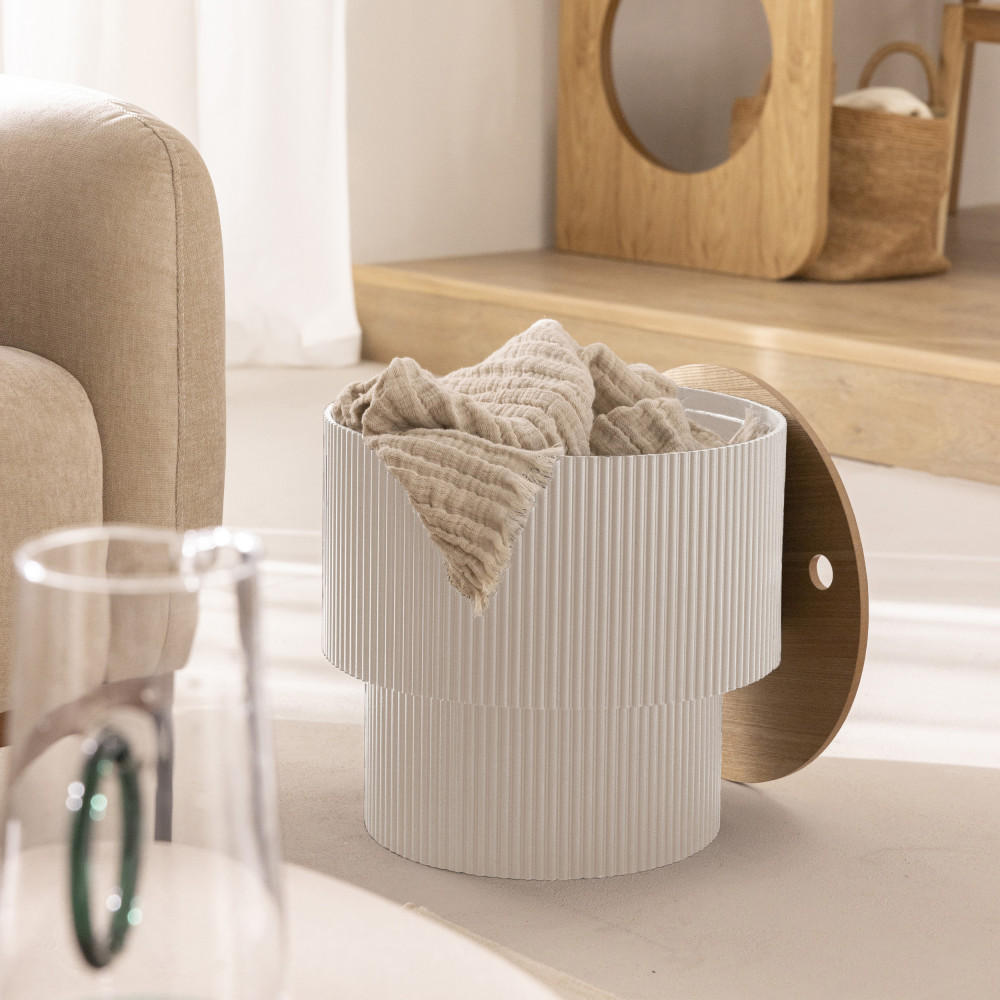 BEISTELLTISCH mit Stauraum aus Holz ø38,5cm - SAND I - Beige - Beige, Holz (38/38/35cm) - Drawer