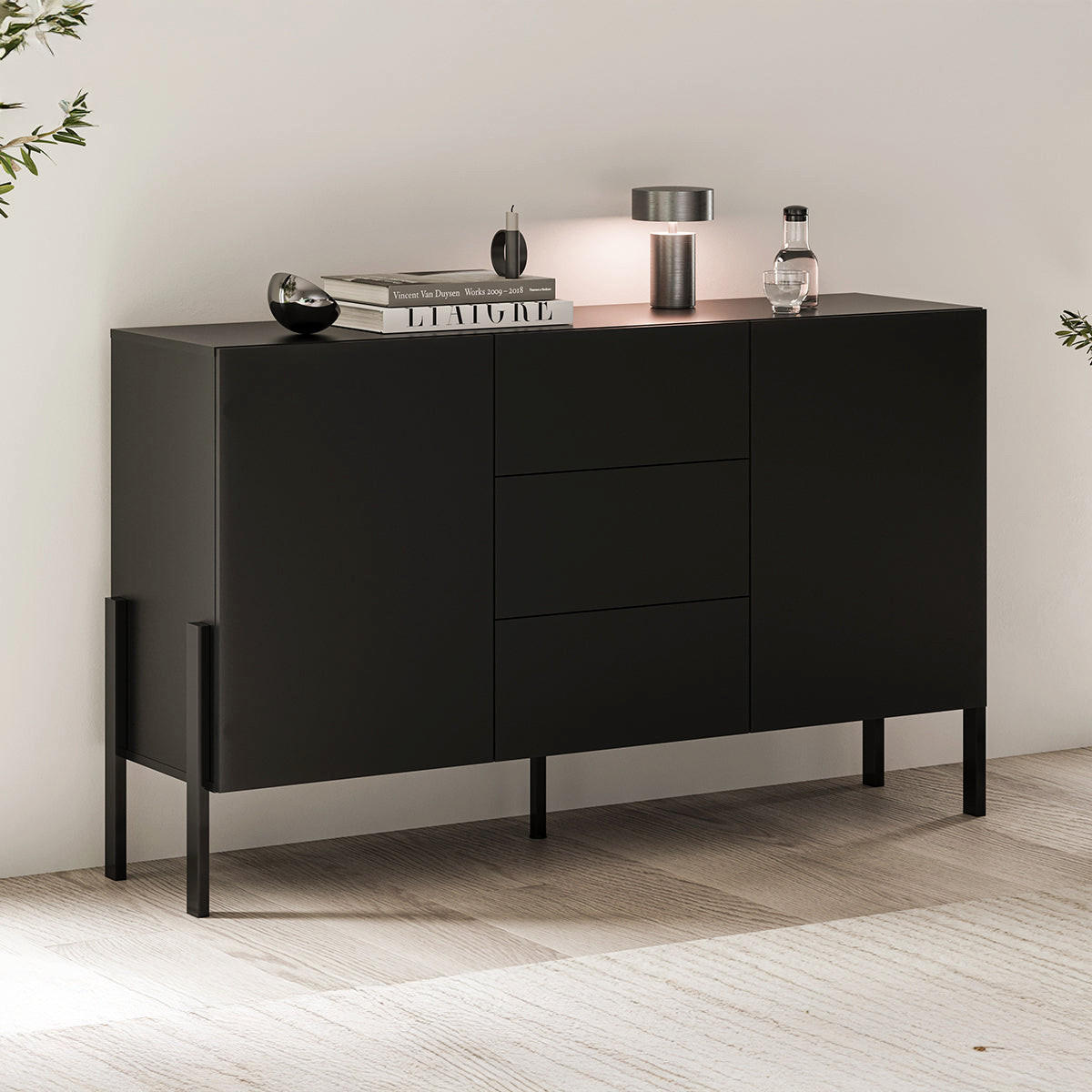SIDEBOARD Bérénice Černá - černá, kompozitní dřevo (154/90/40cm) - Petits-meubles