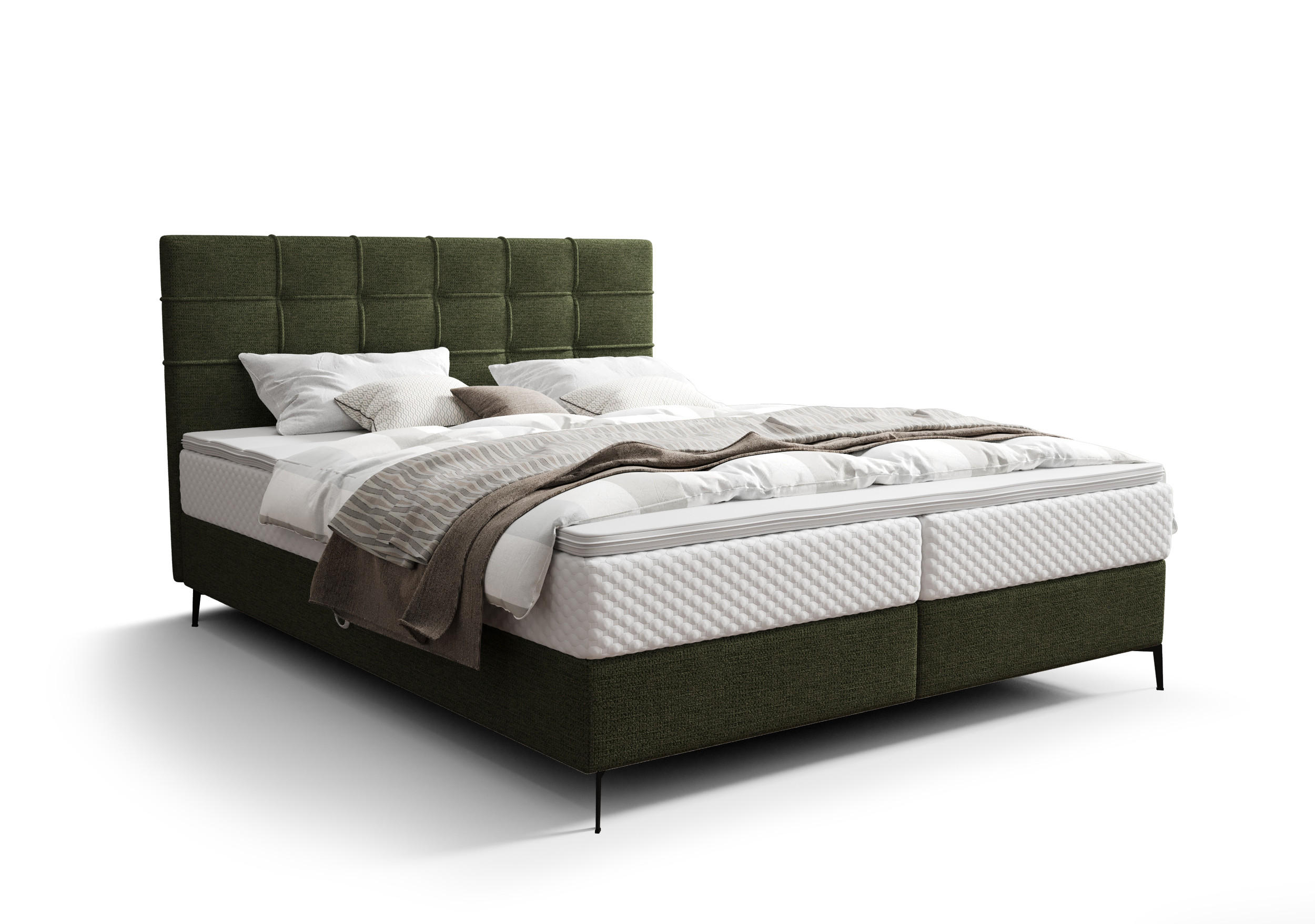 BOXBETT INAO 160x200 mit Matratze H3, Bonell und Topper ARAGON 39 - Grün, Textil (160/200cm) - Bedante