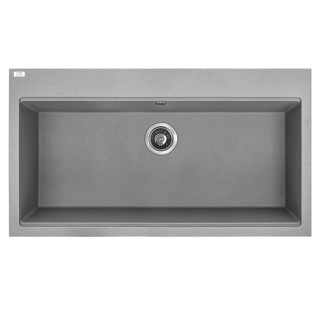 EINBAUSPÜLE TAU Grau, Einzelbecken, 50/90/21,5 cm - Grau, Stein (50/21.5/90cm) - bad land