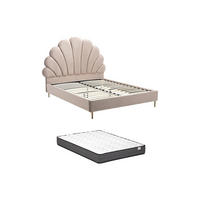 BETTRAHMEN - 2 Personen - samt - beige Livaya - Weiß, Textil/Metall (160/200cm) - Vente-Unique